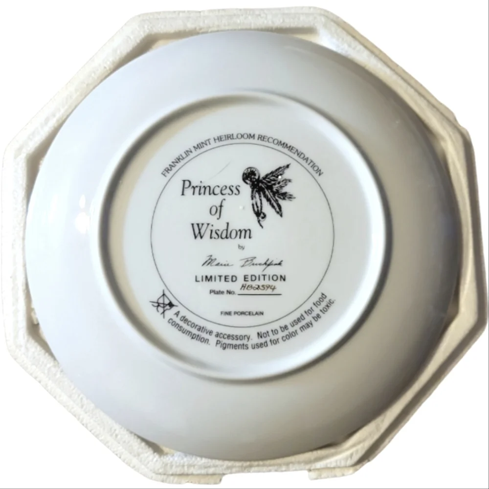 Vtg 1993 Franklin Mint Princess Of Wisdom Heirloom Recommendation Plate Gold Rim